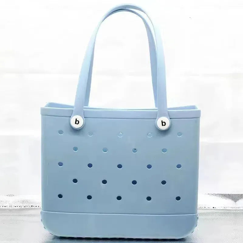 Large Boggs Beach Bag Baseball Summer Rugby EVA Beach Basket Womens Picnic Handbag Hole Waterproof Handbag Shoulder Bag 240529