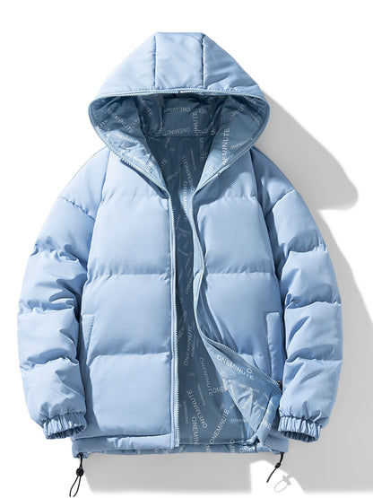 Men's Casual Reversible Padded Jacket, Warm Thick Coat For Fall Winter