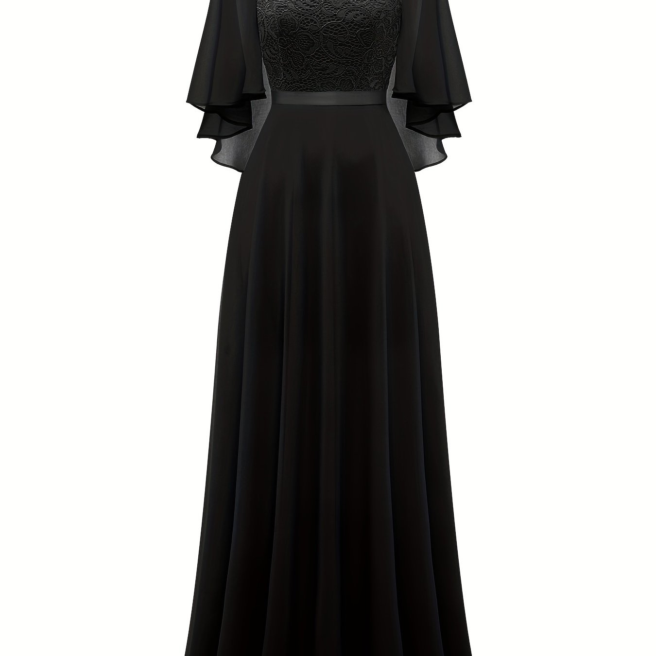 VAKKV Timeless Solid Lace Aline Bridesmaid Dress - Chic Crew Neckline, Flattering Wedding Party Gown - Premium Womens Fashion