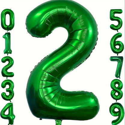 1pc, 32-inch Foil Green Number 0-9 Balloon for Birthday, Anniversary, Graduation, Home Room Decor, Atmosphere Background Layout, Party Decor Supplies