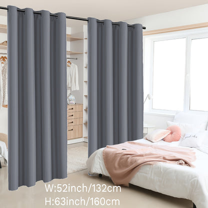 2 Panels Blackout Room Divider Curtain, Coated Insulated Simple Grommet Top Room Divider Curtain, Blackout Insulated Room Curtain Panel For Patio Living Room Home Decor