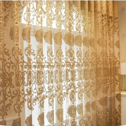 1pc Luxurious European-Style Grey Tulle Sheer Curtain - Elegant Grommet Top Drapes with Soft Filtered Light, Privacy, and Thermal Insulation for Living Room, Bedroom, Sliding Glass Door, and Patio - Enhance Your Home Decor with Sophisticated Style