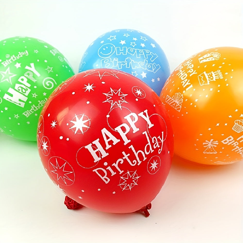 10pcs Latex Happy Birthday Balloons 12 Inch, "HAPPY BIRTHDAY" Colorful Latex Balloons, Party Beautiful Flowers Birthday Balloon Decoration Multicolor Easter gift