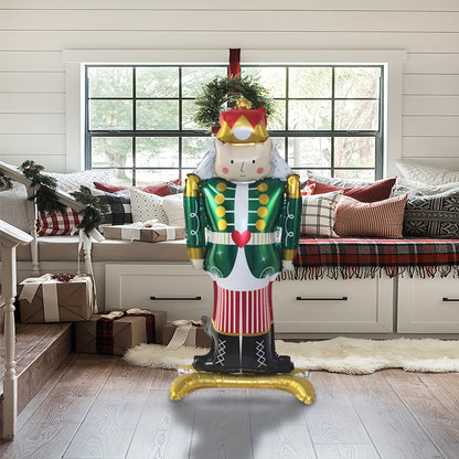 Christmas Nutcracker Balloon 3D Stand-Up Giant Decoration - Festive Aluminium Film Inflatable Balloon for Holiday Decor, Christmas Party Accessories, 14+ Age Group, 1 Pc Pack