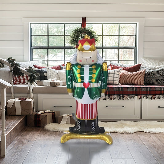 Christmas Nutcracker Balloon 3D Stand-Up Giant Decoration - Festive Aluminium Film Inflatable Balloon for Holiday Decor, Christmas Party Accessories, 14+ Age Group, 1 Pc Pack