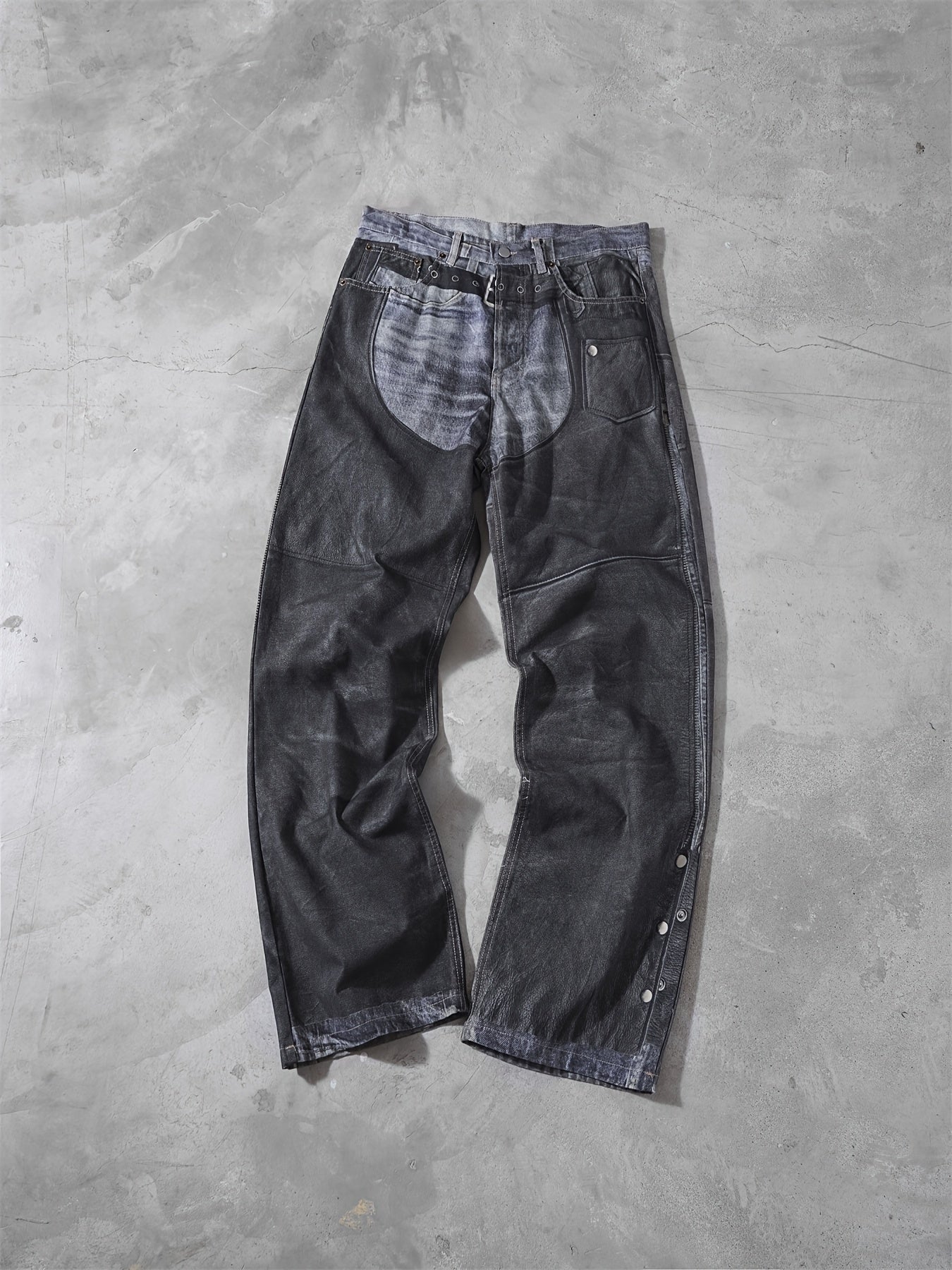 SS24 Straight Casual Button Print, Straight Spray Wash, Loose Men's And Women's AC Style Trendy Jeans, High Street Trend