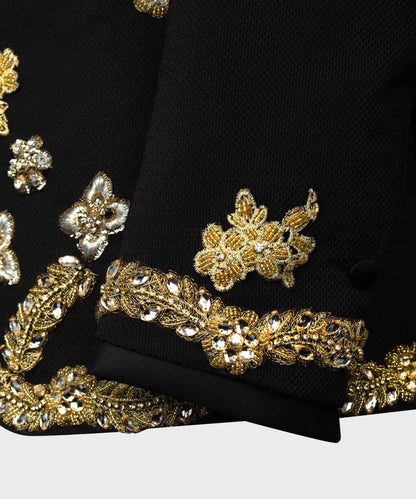 Luxury Groom Wear For Prom Men Wedding Suits Shawl Lapel Jacket Appliques 3 Pcs Custom Made(Blazer+Pants+Vest)