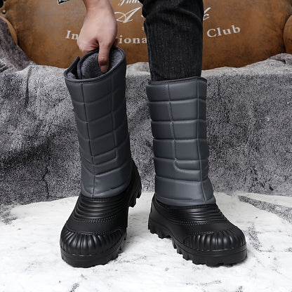 Men's Winter Snow Boots - High Shank, Insulated PU, Rubber Sole, Suitable for All Men