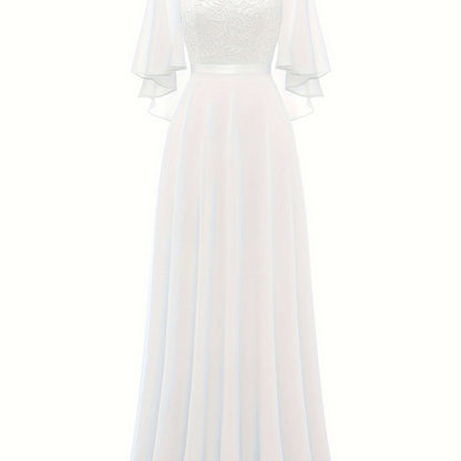 VAKKV Timeless Solid Lace Aline Bridesmaid Dress - Chic Crew Neckline, Flattering Wedding Party Gown - Premium Womens Fashion