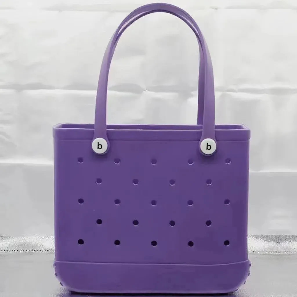 Large Boggs Beach Bag Baseball Summer Rugby EVA Beach Basket Womens Picnic Handbag Hole Waterproof Handbag Shoulder Bag 240529