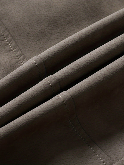 Mens Long Sleeve Lapel Thermal PU Leather Jacket with Zipper Pocket - Water-Resistant, Windproof, and Warm for Fall and Winter Outdoor Activities - Perfect for Casual Weekend Getaways and Going Out