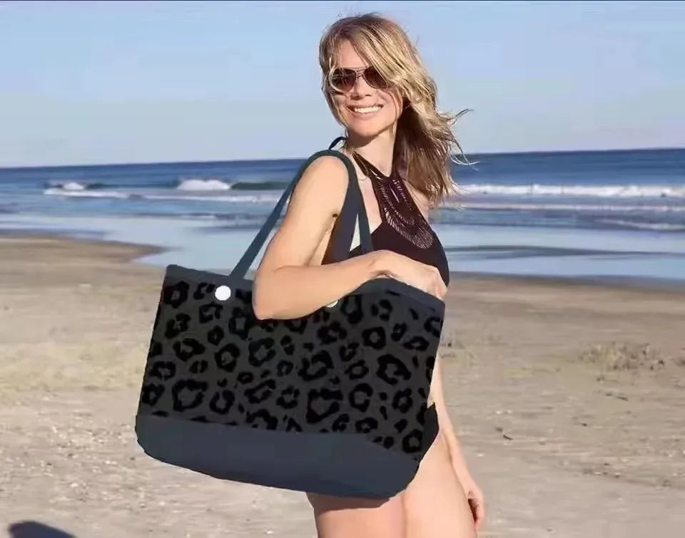 Large Boggs Beach Bag Baseball Summer Rugby EVA Beach Basket Womens Picnic Handbag Hole Waterproof Handbag Shoulder Bag 240529
