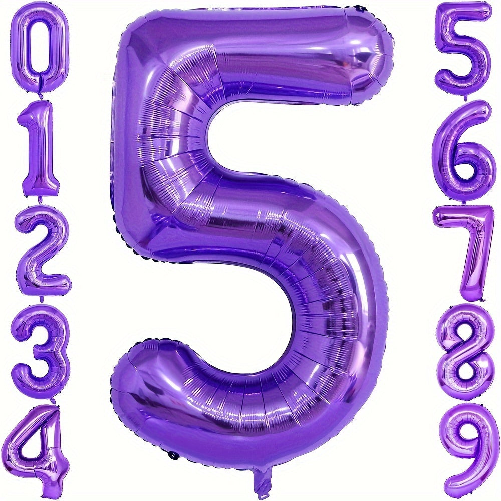 40 Inch Purple Party Balloons Set: Includes Large Number 2 and Numbers 0-9 for Festive Decorations - Suitable for Birthdays, Anniversaries, and Celebrations