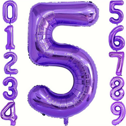 40 Inch Purple Party Balloons Set: Includes Large Number 2 and Numbers 0-9 for Festive Decorations - Suitable for Birthdays, Anniversaries, and Celebrations