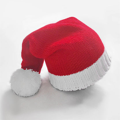 1pc Festive Red Cashmere Santa Claus Hat with Pom-Pom, Christmas Holiday Headwear, No Feathers, Electricity-Free, 7.09x14.17inch & 8.66x15.75inch Options