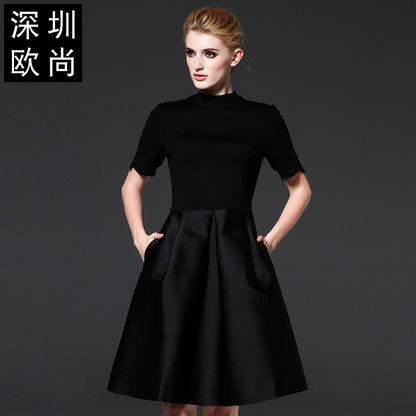 Spring and summer 2023 new European and American women's fashion classics Hepburn style versatile little black dress slimming dress dress