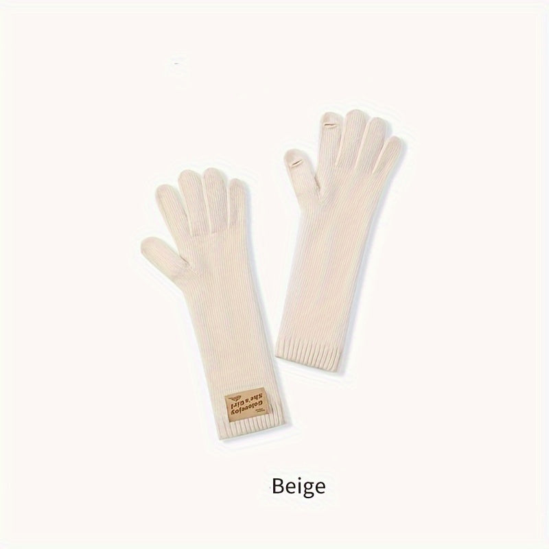 1 Pair Autumn And Winter Knitted Warm Gloves, Women's Outdoor Plus Velvet Thickened Windproof Coldproof Touch Screen Warm Gloves