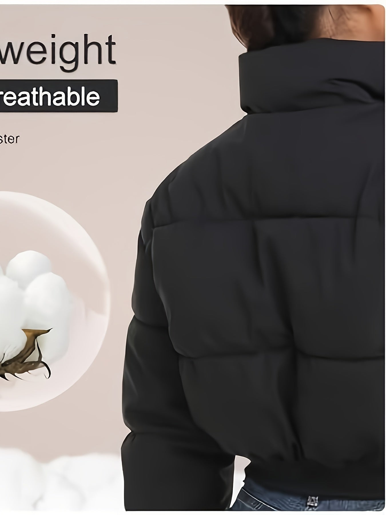 Women's Cropped Quilted Puffer Jacket Long Sleeve Warm Quilted Short Jacket Winter Outerwear Coats