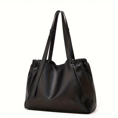 Vintage Chic Large Capacity Tote Bag - Spacious Shoulder Handbag for Women with Classic Designer Style, Durable PU Material, and Versatile Everyday Use - Perfect for Work, School, or Travel