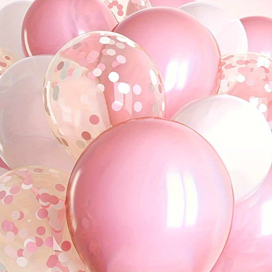 30pc Sparkling Pink & White Confetti Latex Balloons - Festive Decor for Valentines Day, Weddings, Birthdays, Anniversaries, Graduations, Holidays & Celebrations - Indoor/Outdoor Ready