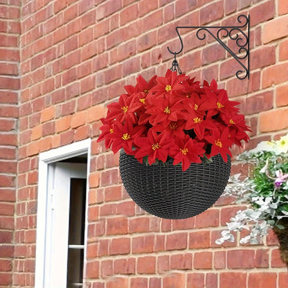 2pcs Poinsettias Artificial Poinsettia Flowers, 7 Heads Red Christmas Flowers, Fake Bush Poinsettia Flowers For Home Xmas Tree Table Centerpieces Wedding Decor