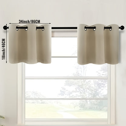 2-Piece Blackout Valance Panels - Room Darkening, Grommet Top, Half Window Treatment for Kitchen, Bathroom, Basement, Living Room, Office - Easy Home Decor Solution