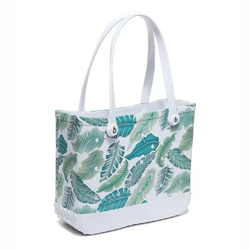 Large Boggs Beach Bag Baseball Summer Rugby EVA Beach Basket Womens Picnic Handbag Hole Waterproof Handbag Shoulder Bag 240529