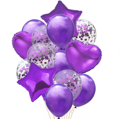 14pcs/set Happy Birthday Balloon Bundle - Stars, Hearts, and Confetti - Rose Golden Helium Balloons for a Festive Party