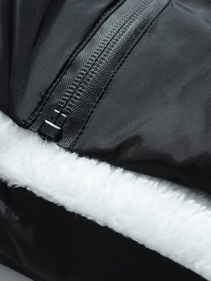 Men's Solid Sleeveless Stand Collar Down Jacket Vest With Zip Up And Pockets, Casual And Warm Tops For Autumn And Winter Wear