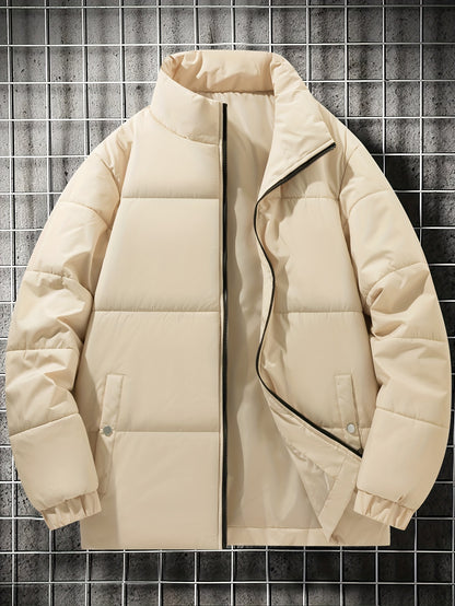Ultra-Warm Mens Padded Jacket - Casual, Relaxed Fit with Stylish Lapel Design, Puffer Style for Maximum Warmth, Perfect for Fall and Winter Seasons - Long-Sleeved Coat