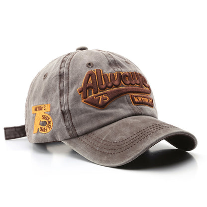 Men's Retro Baseball Hat Pattern Charms Embroidery Baseball Cap Sunshade Hat Spring And Autumn Male Character Street Baseball Cap
