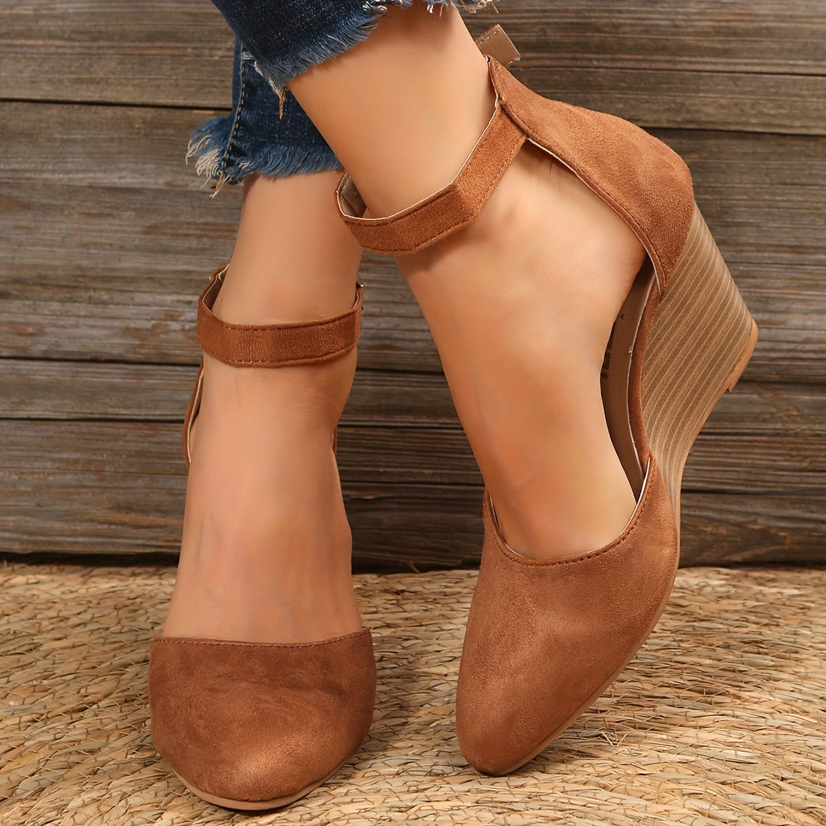 Chic Womens DOrsay Wedge Sandals - Stylish Pointed Toe, Adjustable Ankle Strap, Fashion Platform, Sky-High Heels - Perfect All-Match Going Out Shoes for Any Occasion
