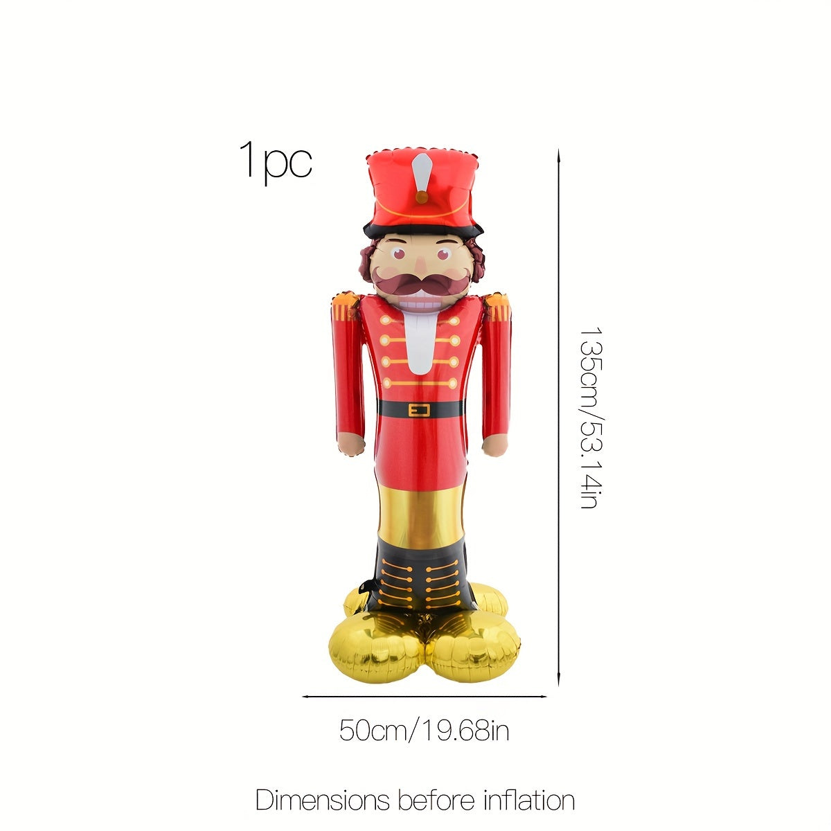 Christmas Nutcracker Balloon 3D Stand-Up Giant Decoration - Festive Aluminium Film Inflatable Balloon for Holiday Decor, Christmas Party Accessories, 14+ Age Group, 1 Pc Pack