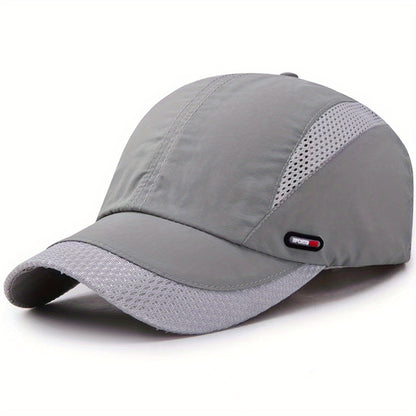 Spring/Summer Breathable Mesh Snapback Baseball Cap - Men's Sporty Dad Fishing Hat with Adjustable Strap and Classic Black Color - Perfect for Outdoor Activities