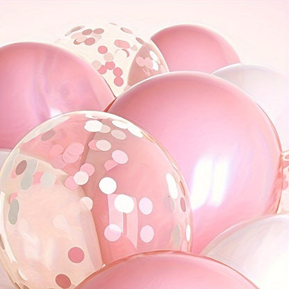 30pc Sparkling Pink & White Confetti Latex Balloons - Festive Decor for Valentines Day, Weddings, Birthdays, Anniversaries, Graduations, Holidays & Celebrations - Indoor/Outdoor Ready