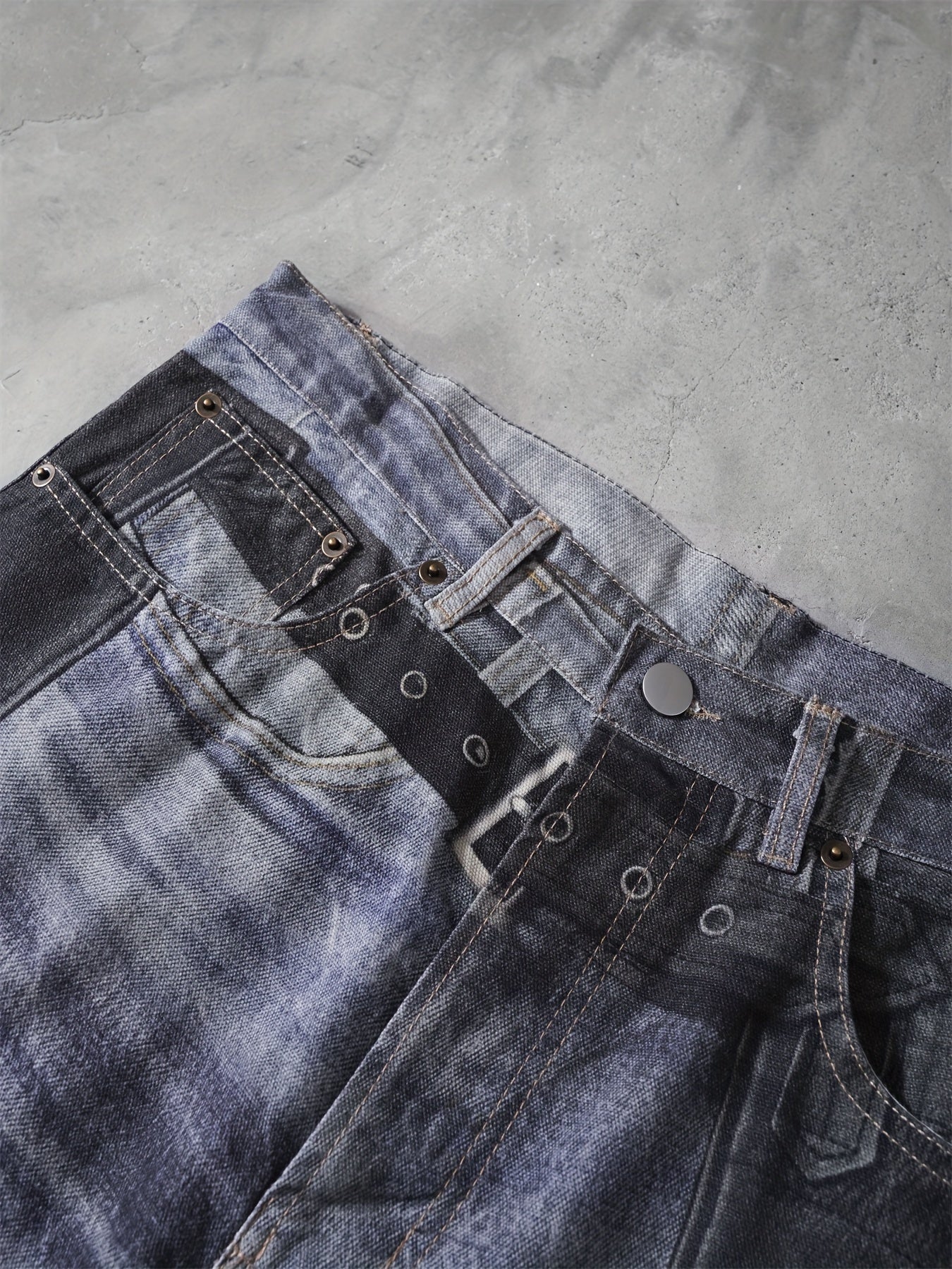 SS24 Straight Casual Button Print, Straight Spray Wash, Loose Men's And Women's AC Style Trendy Jeans, High Street Trend