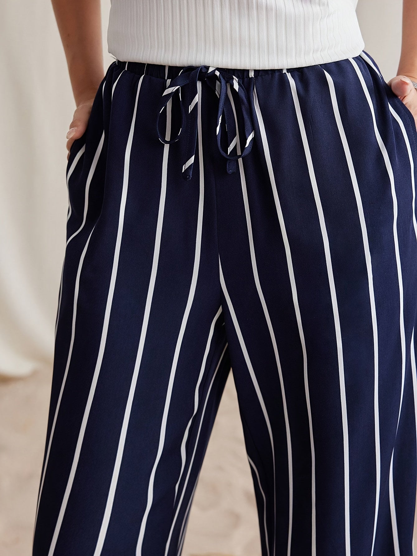 Relaxed Fit Striped Casual Pants for Men - Outdoor Active Trousers with Pockets and Drawstring Waist - Perfect Gift for Hiking, Camping, and Sports Enthusiasts