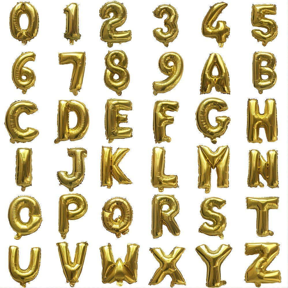 1pc Golden Letters Aluminum Film Number Balloons (16 "), Birthday Party Decoration