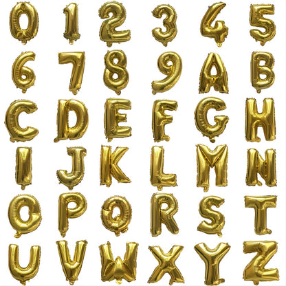 1pc Golden Letters Aluminum Film Number Balloons (16 "), Birthday Party Decoration