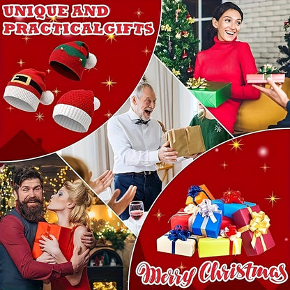 3Pcs Christmas Fashion Christmas Tree and Santa Knitted Hat - Warm, Trendy Outdoor Holiday Headwear, Acrylic, Academy Style, Knitted Design
