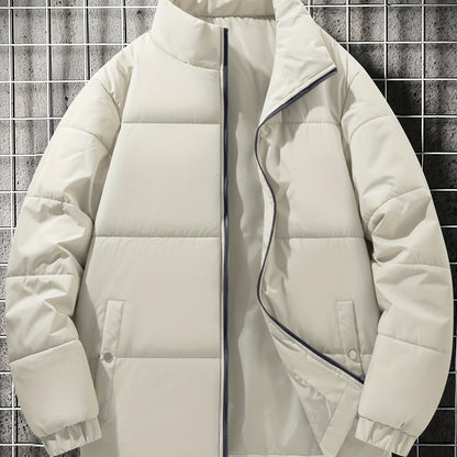 Ultra-Warm Mens Padded Jacket - Casual, Relaxed Fit with Stylish Lapel Design, Puffer Style for Maximum Warmth, Perfect for Fall and Winter Seasons - Long-Sleeved Coat