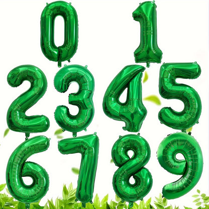 1pc, 32-inch Foil Green Number 0-9 Balloon for Birthday, Anniversary, Graduation, Home Room Decor, Atmosphere Background Layout, Party Decor Supplies