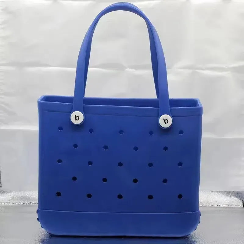 Large Boggs Beach Bag Baseball Summer Rugby EVA Beach Basket Womens Picnic Handbag Hole Waterproof Handbag Shoulder Bag 240529