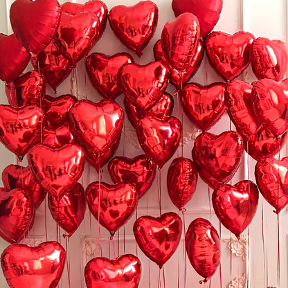15pcs Heart-shaped Foil Balloons for Valentine's Day, Birthday, Wedding, Anniversary, Proposal Engagement Decor and Party Atmosphere Arrangement