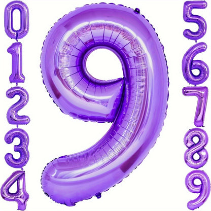40 Inch Purple Party Balloons Set: Includes Large Number 2 and Numbers 0-9 for Festive Decorations - Suitable for Birthdays, Anniversaries, and Celebrations