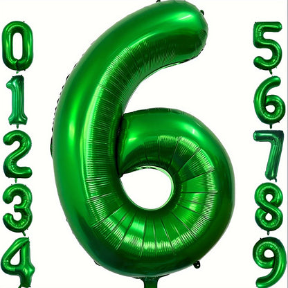 1pc, 32-inch Foil Green Number 0-9 Balloon for Birthday, Anniversary, Graduation, Home Room Decor, Atmosphere Background Layout, Party Decor Supplies