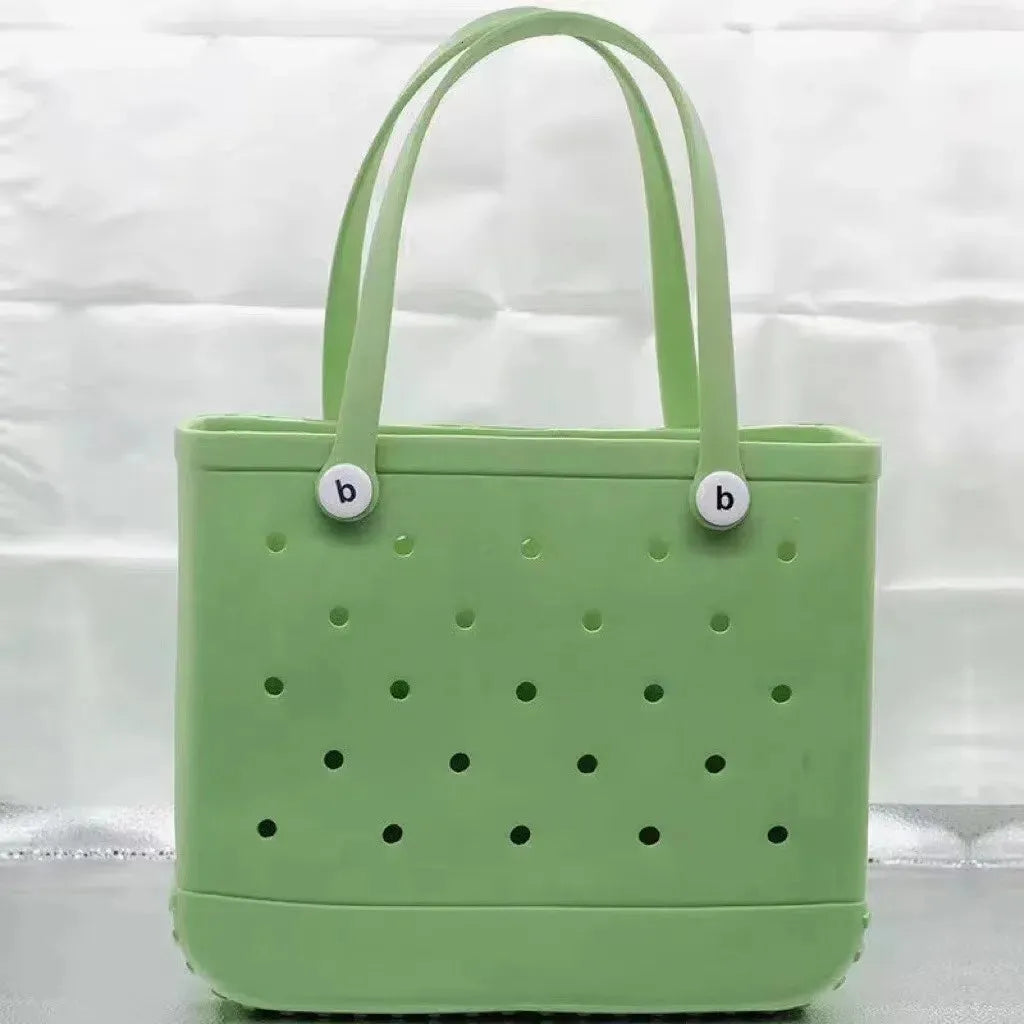 Large Boggs Beach Bag Baseball Summer Rugby EVA Beach Basket Womens Picnic Handbag Hole Waterproof Handbag Shoulder Bag 240529