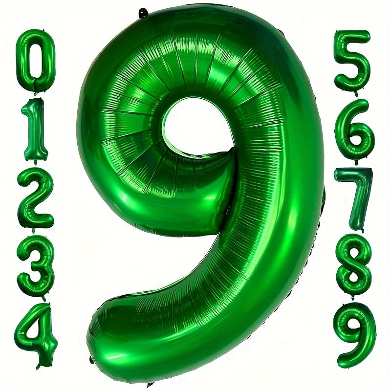 1pc, 32-inch Foil Green Number 0-9 Balloon for Birthday, Anniversary, Graduation, Home Room Decor, Atmosphere Background Layout, Party Decor Supplies