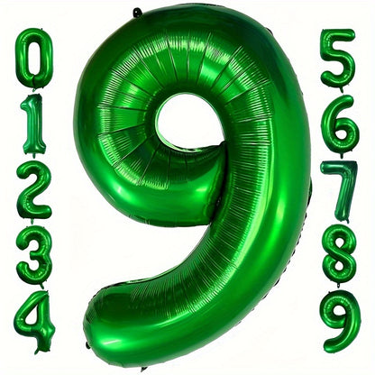 1pc, 32-inch Foil Green Number 0-9 Balloon for Birthday, Anniversary, Graduation, Home Room Decor, Atmosphere Background Layout, Party Decor Supplies