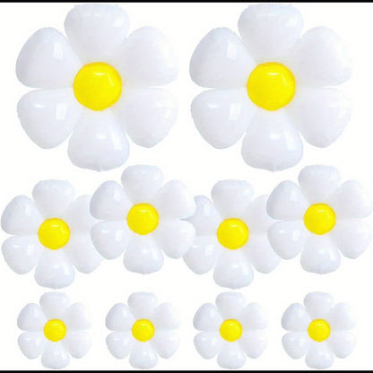 10pcs Vibrant Daisy Flower Balloons - Adorable Floral Decor - Brighten Up Birthday, Wedding & Outdoor Celebrations